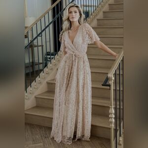 Baltic Born Marseille Embossed Maxi Dress - Champagne, Size S